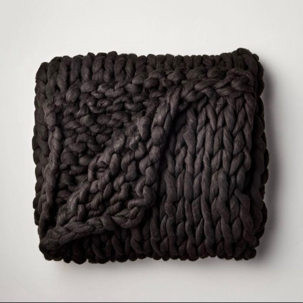 Hand knit chunky throw blanket